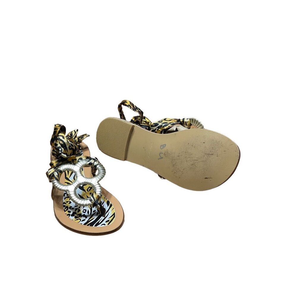 BUMPER.Women gladiator print animal fabric strap sandals size 8